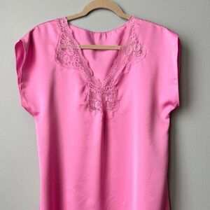 Victoria's Secret Pink Satin & Lace Chemise Vintage